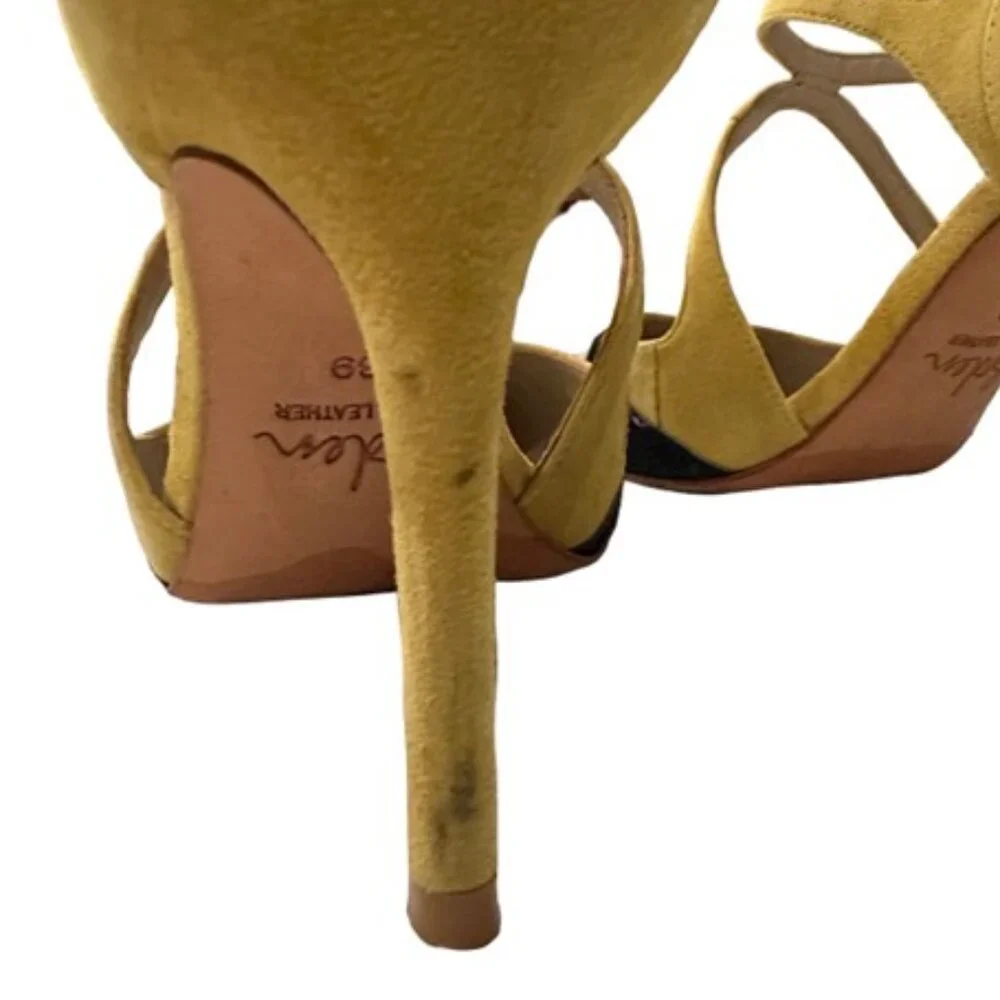 Boden Tisha Polka Dot Cow Hide and Yellow Suede Strappy Heels - Size 8.5 - Picture 8 of 16